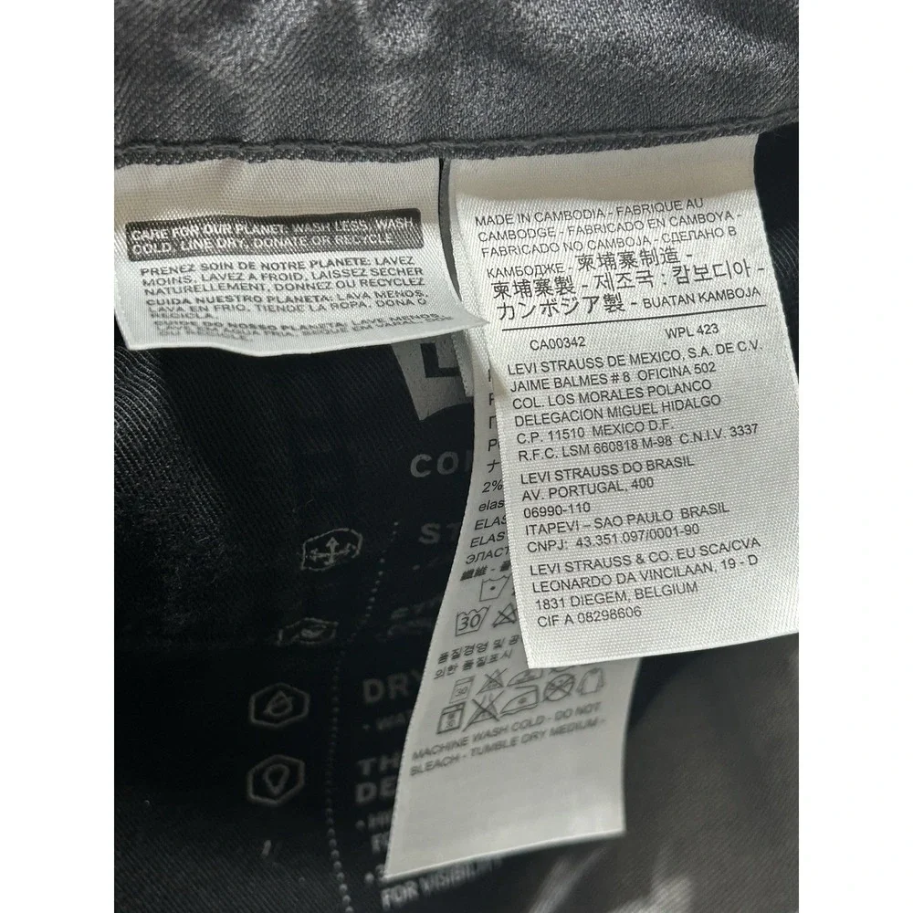 Levis 511 Mens Commuter Cycling‎ Jeans Hemmed 37x29 Flex Denim Cotton Blend Gray
